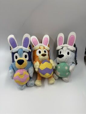 Bluey Dandee Plush Toy X 3 Bluey, Bingo & Muffin 11 Inch Each With Tags